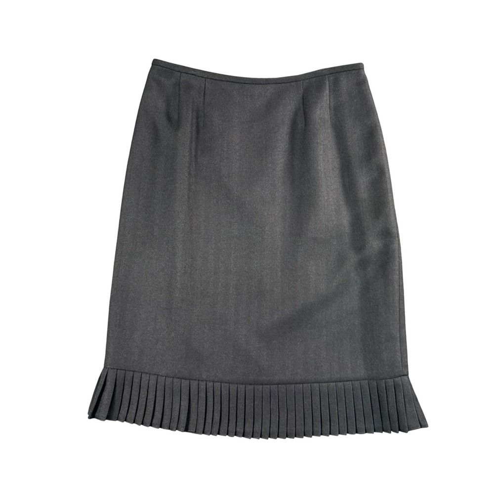 Evan Picone Petite Dark Gray Pencil Skirt Pleated Hem‎ Career Workwear 6P
